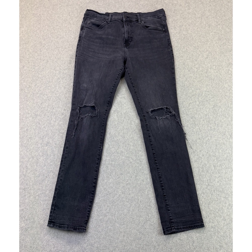 H&M Men's Skinny Fit Distressed Ripped Jeans Black Size 36x32